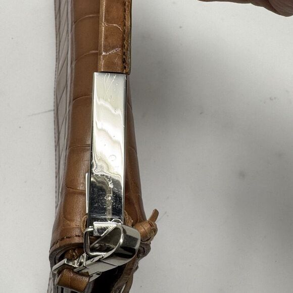 Antonio Melani Brown Croc Embossed Top Handle Structured Purse W/Crossbody Strap - Picture 9 of 13